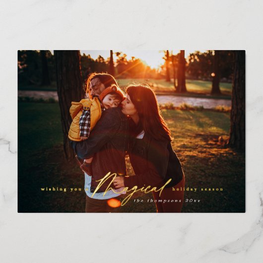 Magical Holiday Season Gold Foil Fotokaart Folie Feestdagenkaart (Voorkant)