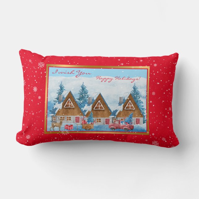 Magical Holiday Winter Landscape Customize Kussen (Voorkant)