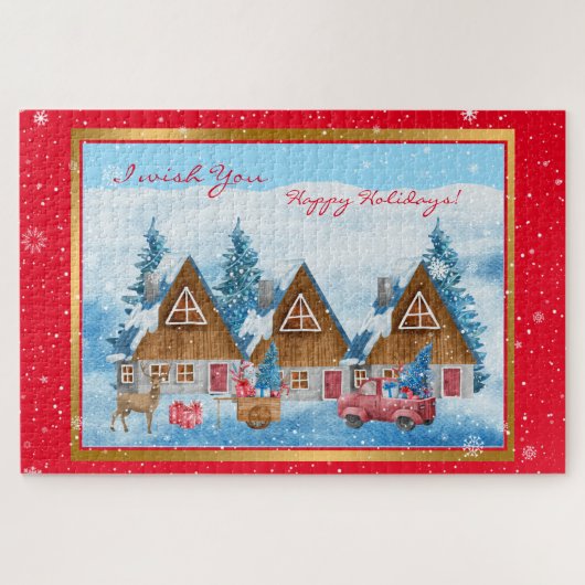 Magical Holiday Winter Landscape Customize Legpuzzel (Horizontaal)