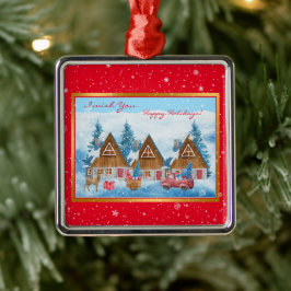 Magical Holiday Winter Landscape Customize Metalen Ornament