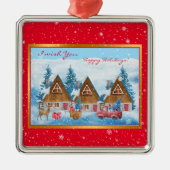 Magical Holiday Winter Landscape Customize Metalen Ornament (Voorkant)