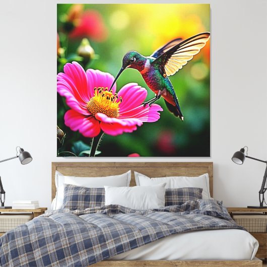 Magical Hummingbird Moments Design Canvas Afdruk (Insitu (Slaapkamer))