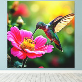Magical Hummingbird Moments Design Canvas Afdruk (Insitu (Houten vloer))