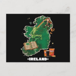 Magical Ireland Map Leprechaun Rainbow Briefkaart