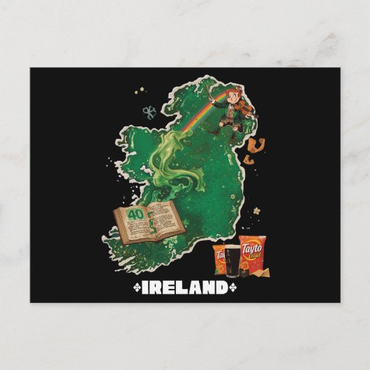 Magical Ireland Map Leprechaun Rainbow Briefkaart (Voorkant)