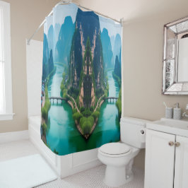 Magical Karst River Serenity Douchegordijn