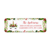Magical KerstHolly Berries Unicorn Adres Etiket (Voorkant)