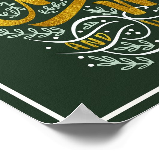 Magical Kersttypografie Gold ID441 Poster (Hoek)