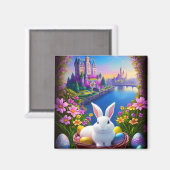 Magical landscape with rabbit and magical castles magneet (Voorkant / Achterkant)