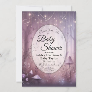 Magical Lavender Fairy Lights Baby shower Kaart