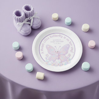 Magical Lavender Purple Butterfly Baby Shower Papieren Bordje