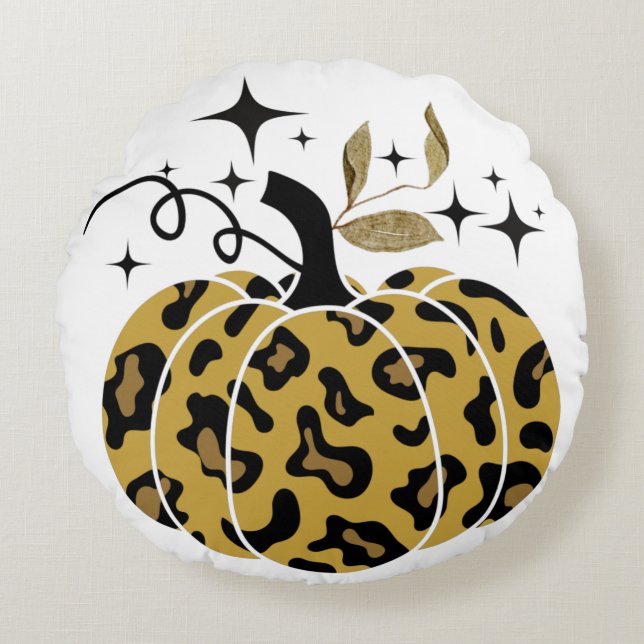 Magical Leopard Pumpkin Rond Kussen (Voorkant)