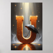 Magical Letter U Poster | Umbrella Wall Art (Voorkant)