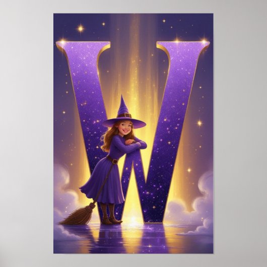Magical Letter W Wall Art Poster for Kids Room (Voorkant)