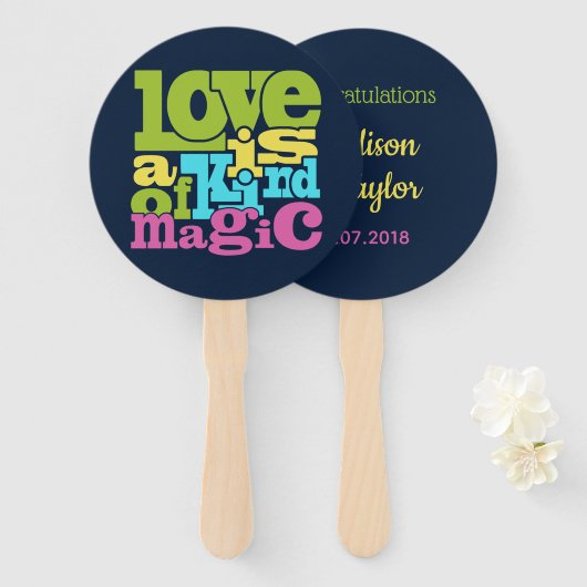 Magical Love aangepaste tekst fan set Handwaaier (Voorkant en achterkant)