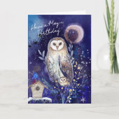 Magical Mama Baby Owl Birthday Card | Starry Night Kaart (Voorkant)