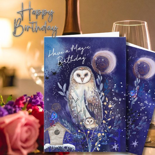 Magical Mama Baby Owl Birthday Card | Starry Night Kaart
