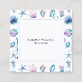Magical marine creatures pattern marine biologist vierkante visitekaartje