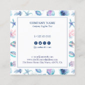 Magical marine creatures pattern marine biologist  vierkante visitekaartje (Achterkant)