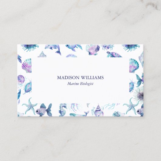 Magical marine creatures pattern marine biologist visitekaartje (Voorkant)