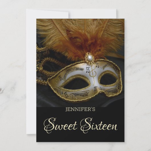 Magical Masquerade Ball Birthday Invitation Kaart (Achterkant)