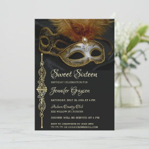 Magical Masquerade Ball Birthday Invitation Kaart