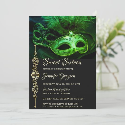 Magical Masquerade Ball Birthday Invitation Kaart (Staand voorkant)