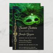 Magical Masquerade Ball Birthday Invitation Kaart (Voorkant / Achterkant)