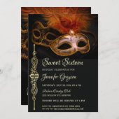 Magical Masquerade Ball Birthday Invitation Kaart (Voorkant / Achterkant)