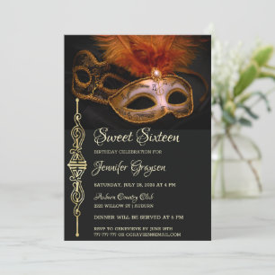 Magical Masquerade Ball Birthday Invitation Kaart
