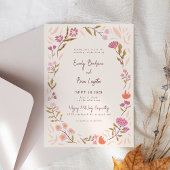 Magical Meadow Roze Bloemen Huwelijksuitnodiging Kaart