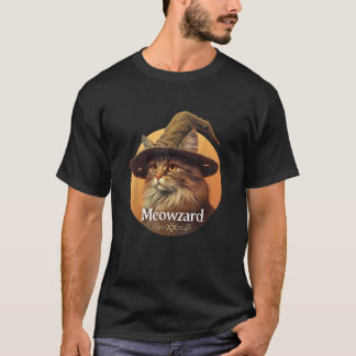 Magical Meowzard Enchanting Cat Wizard Illustratio T-shirt