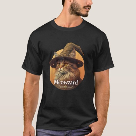 Magical Meowzard Enchanting Cat Wizard Illustratio T-shirt (Voorkant)