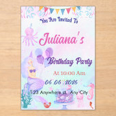 Magical  Mermaid Birthday Invitation Acryl Uitnodigingen (Voorkant)