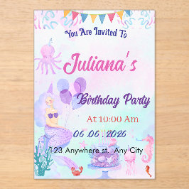 Magical  Mermaid Birthday Invitation Acryl Uitnodigingen