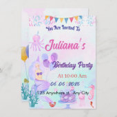 Magical  Mermaid Birthday Invitation Card Kaart (Voorkant / Achterkant)