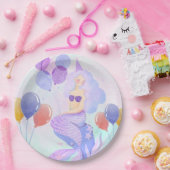 Magical  Mermaid Birthday Invitation Card Papieren Bordje (Feest)