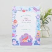 Magical Mermaid Birthday Invitation Kaart (Staand voorkant)