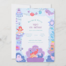 Magical Mermaid Birthday Invitation Kaart