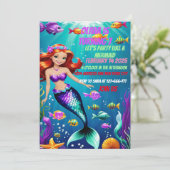 Magical Mermaid Birthday Invitation Kaart (Staand voorkant)