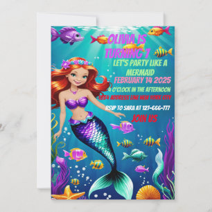 Magical Mermaid Birthday Invitation Kaart