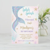 Magical Mermaid Birthday Invitation Kaart (Staand voorkant)