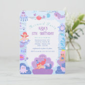 Magical Mermaid Birthday Invitation Kaart (Staand voorkant)