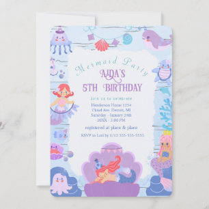 Magical Mermaid Birthday Invitation Kaart