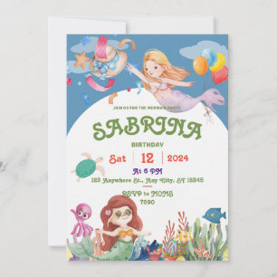 Magical Mermaid Birthday Invitation Kaart