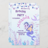 Magical Mermaid Birthday Invitation Kaart (Voorkant / Achterkant)