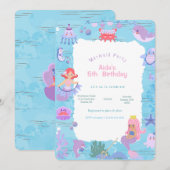 Magical Mermaid Birthday Invitation Kaart (Voorkant / Achterkant)