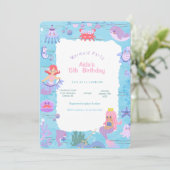 Magical Mermaid Birthday Invitation Kaart (Staand voorkant)