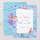 Magical Mermaid Birthday Invitation Kaart (Voorkant / Achterkant)
