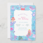 Magical Mermaid Birthday Invitation Kaart (Voorkant)